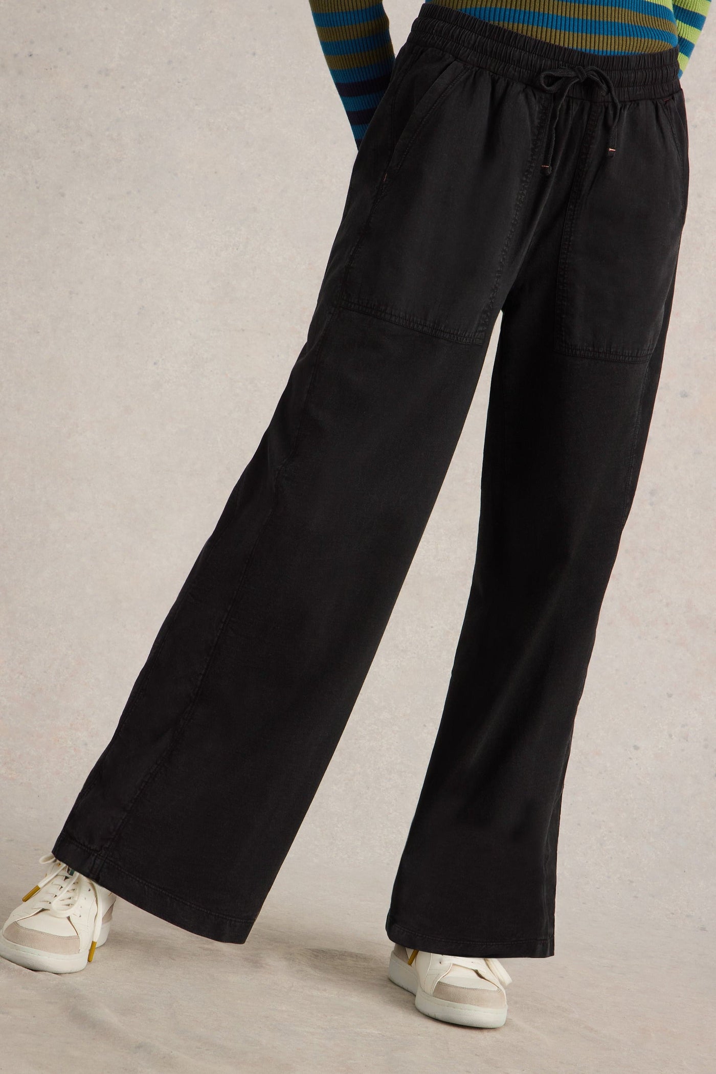 White Stuff Ava Wide Leg Jersey Jogger in Pure Black-Womens-Ohh! By Gum - Shop Sustainable