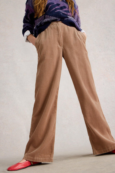 White Stuff Belle Cord Wide Leg Trouser in Light Nat