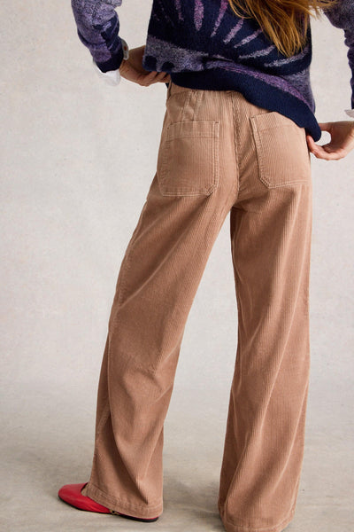 White Stuff Belle Cord Wide Leg Trouser in Light Nat