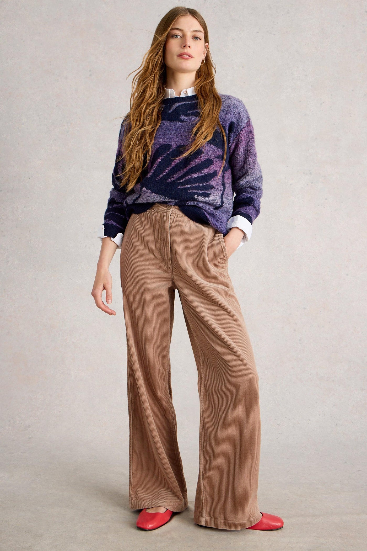 White Stuff Belle Cord Wide Leg Trouser in Light Nat