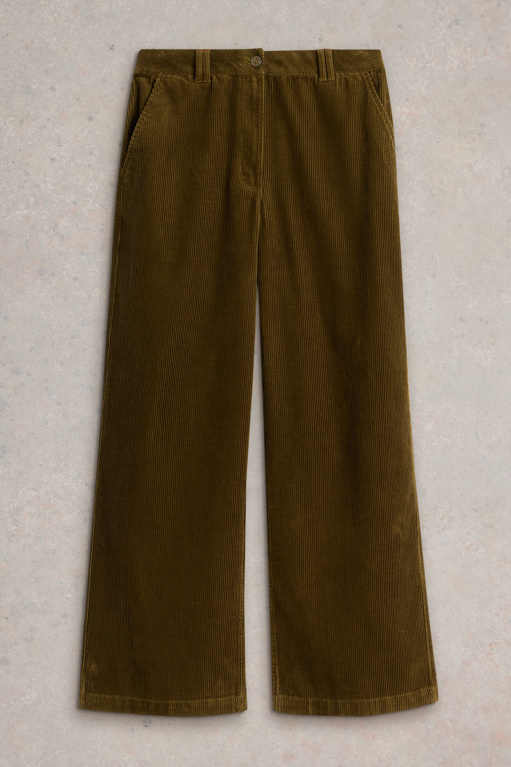 White Stuff Belle Cord Wide Leg Trousers in Khaki Green-Womens-Ohh! By Gum - Shop Sustainable