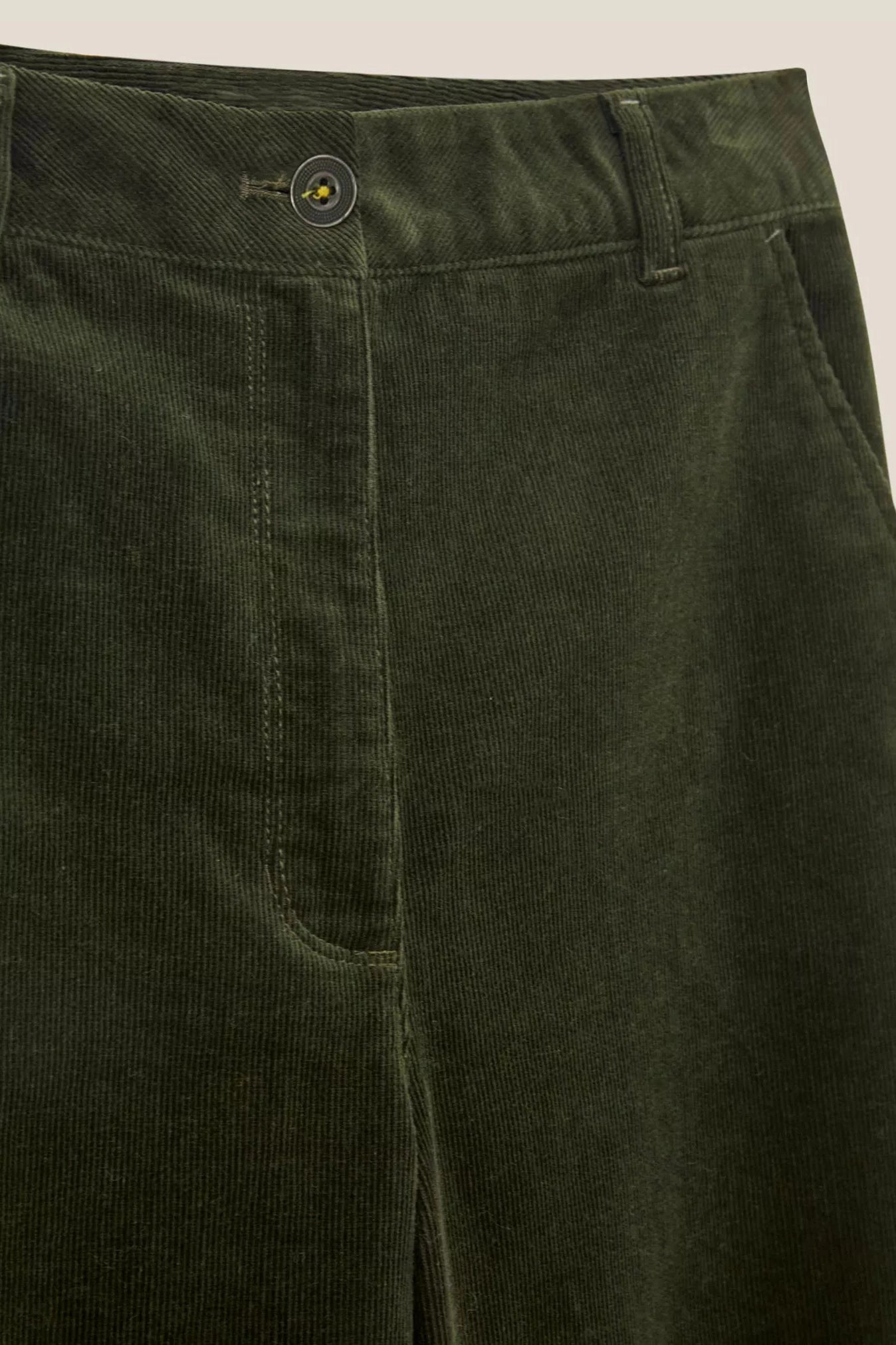 White Stuff Belle Cord Wide Leg Trousers in Khaki Green-Womens-Ohh! By Gum - Shop Sustainable