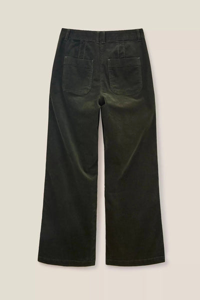 White Stuff Belle Cord Wide Leg Trousers in Khaki Green-Womens-Ohh! By Gum - Shop Sustainable
