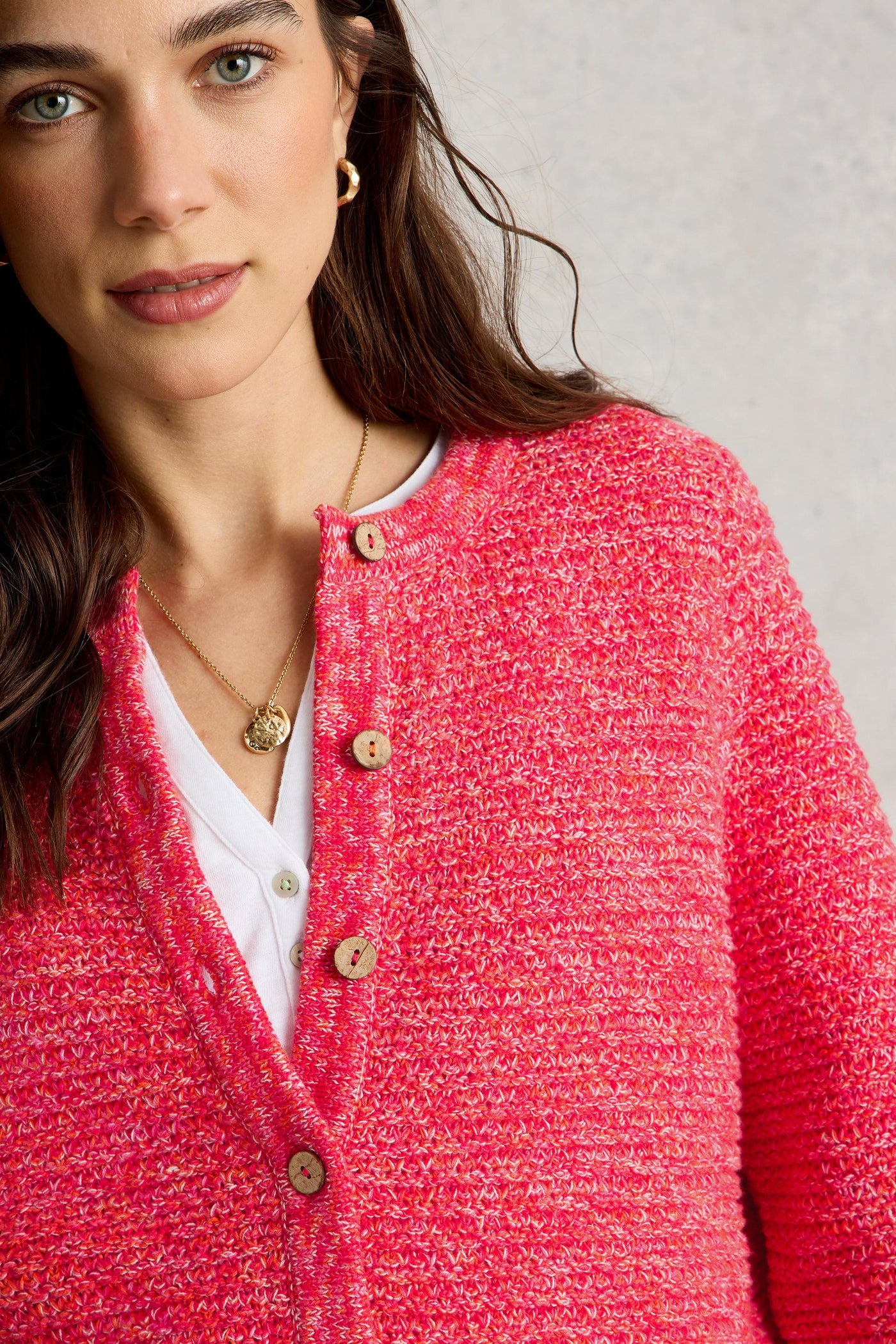 White Stuff Belle Stitchy Bright Pink Cardigan-Womens-Ohh! By Gum - Shop Sustainable