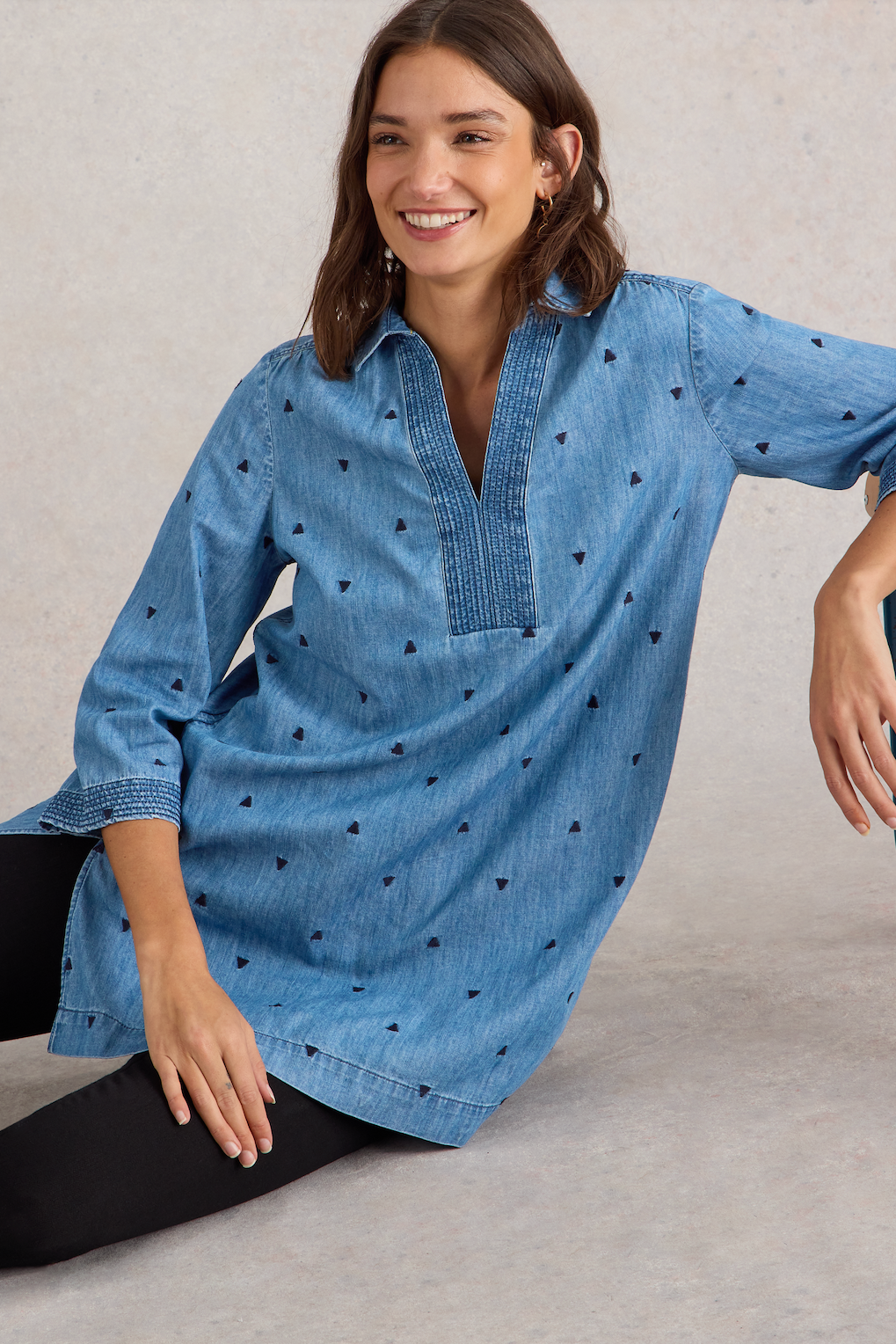 White Stuff Blaire Mid Denim Embroidered Tunic-Womens-Ohh! By Gum - Shop Sustainable