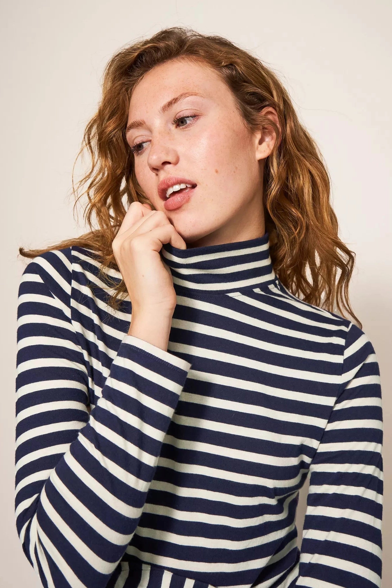 White Stuff Camile High Neck Tee In Navy Stripe-Womens-Ohh! By Gum - Shop Sustainable