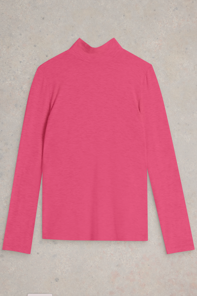 White Stuff Camille High Neck Tee in Bright Pink-Womens-Ohh! By Gum - Shop Sustainable