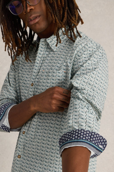 White Stuff Casette Tape Printed Shirt in White Print-Mens-Ohh! By Gum - Shop Sustainable