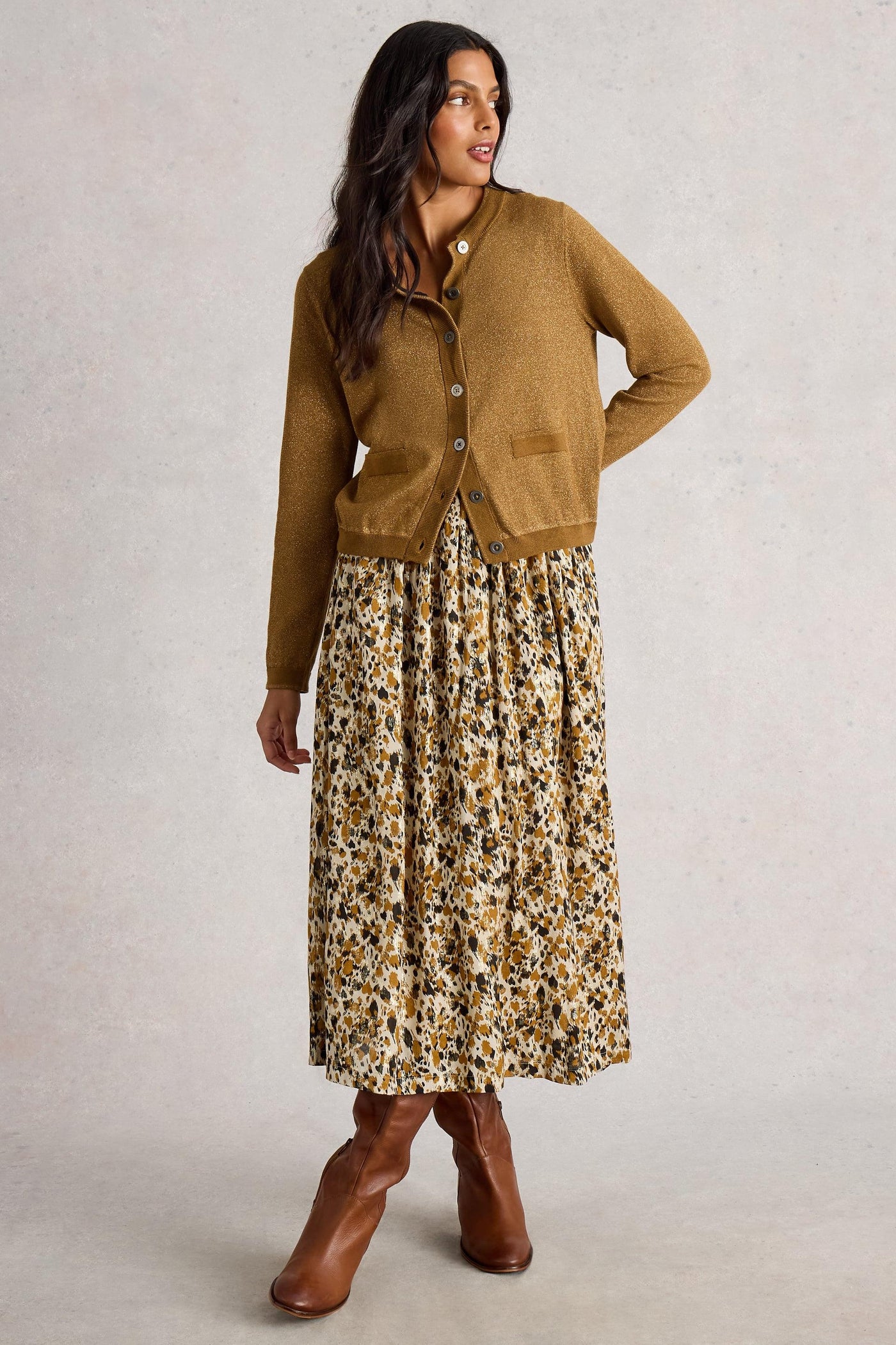 White Stuff Charlotte Sparkle Cardi in Dark Chart