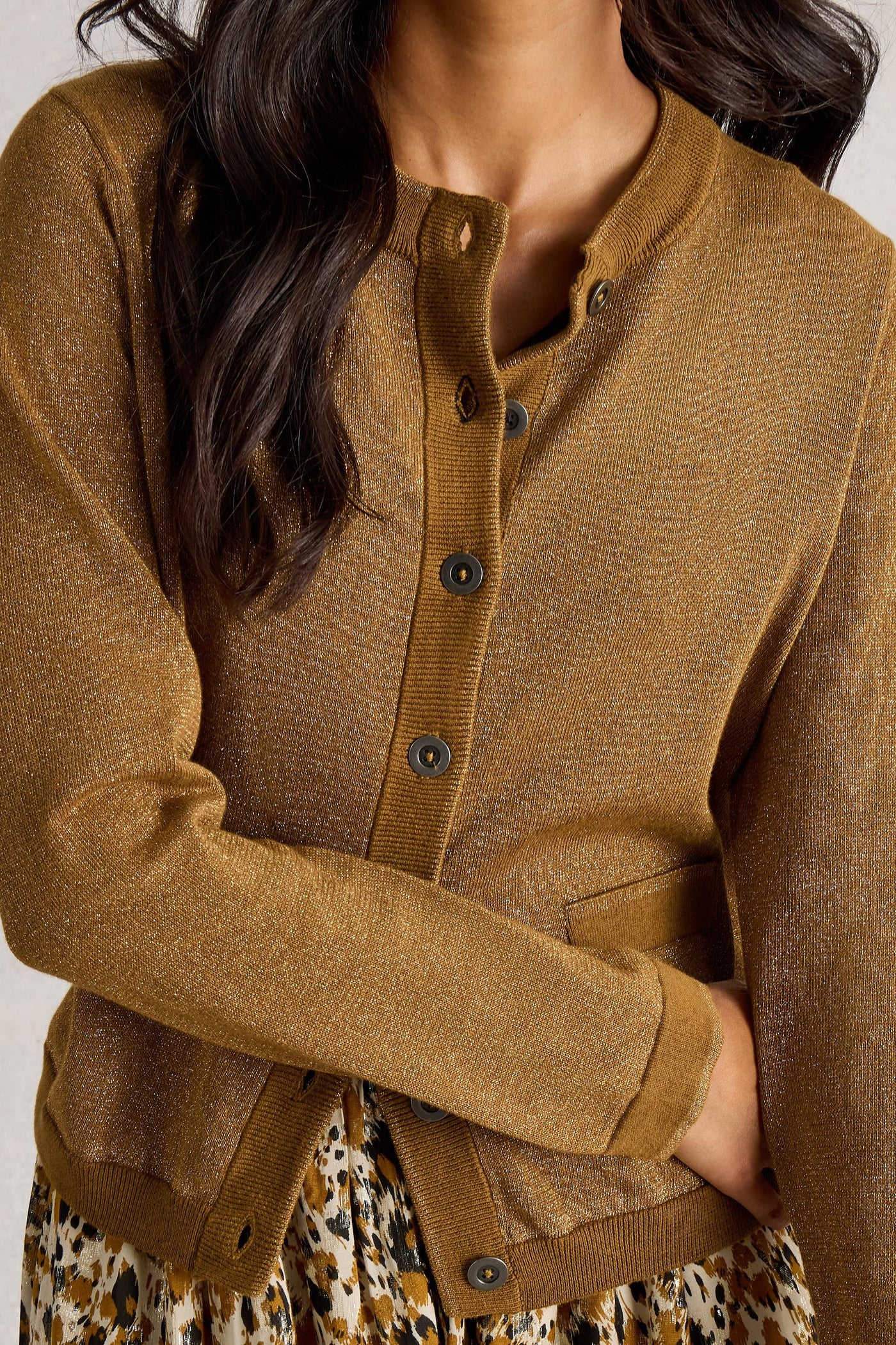 White Stuff Charlotte Sparkle Cardi in Dark Chart