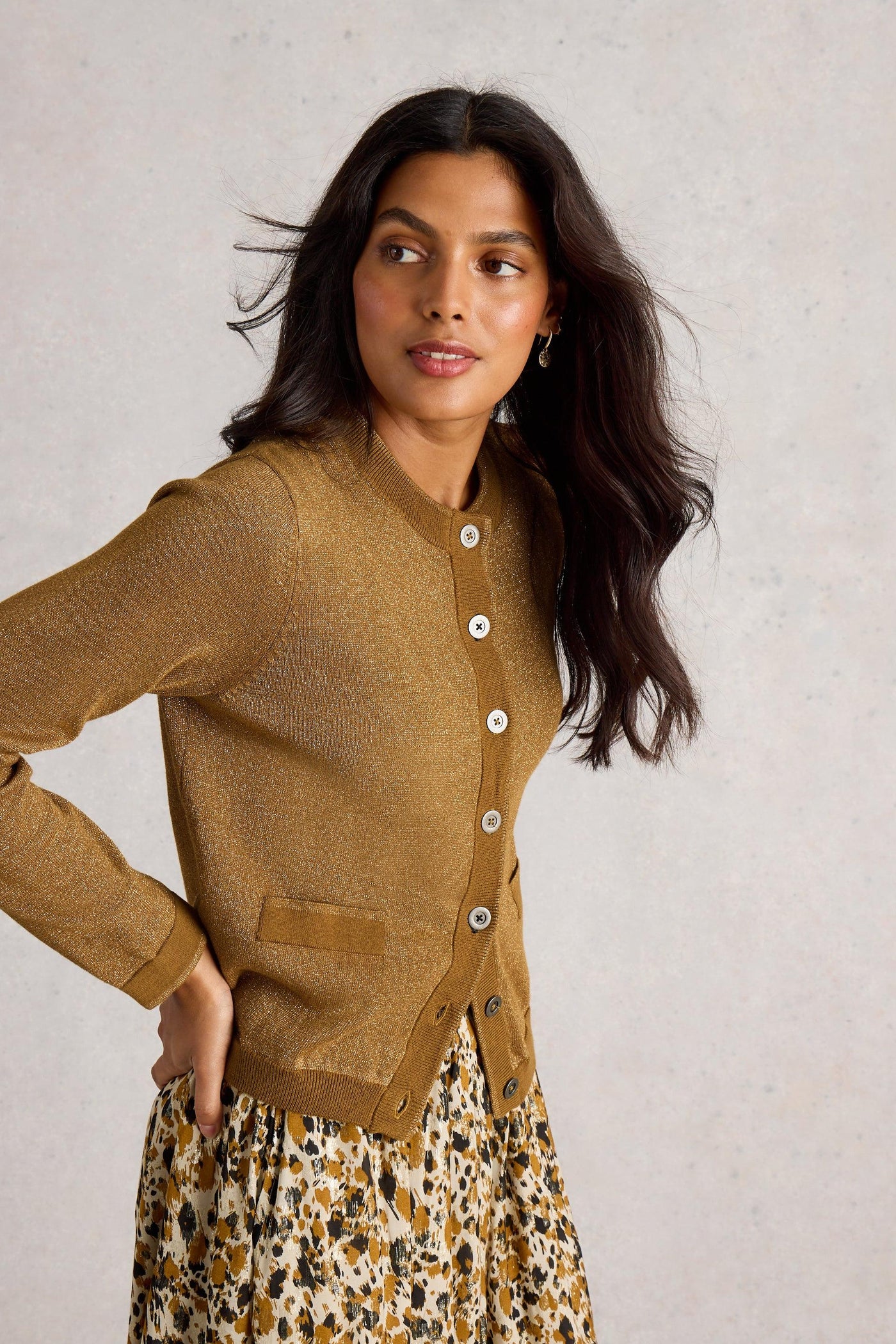 White Stuff Charlotte Sparkle Cardi in Dark Chart