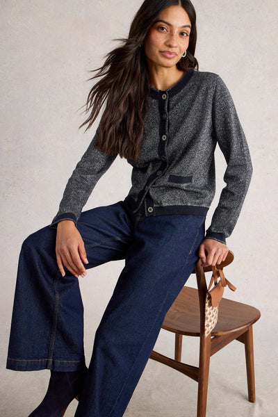 White Stuff Charlotte Sparkle Cardi in Dark Navy