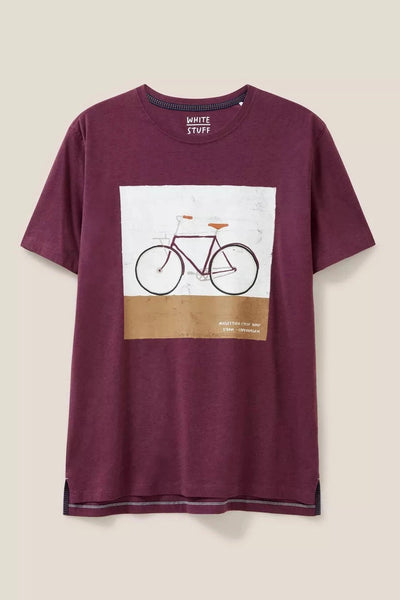 White Stuff City Cruiser Graphic T-shirt in Mid Plum-Mens-Ohh! By Gum - Shop Sustainable