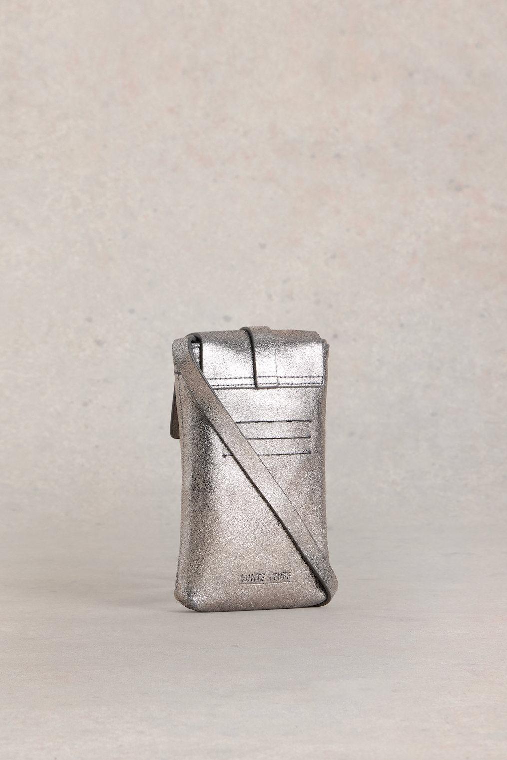 White Stuff Clara Buckle Leather Phone Bag - Pewter Met-Womens-Ohh! By Gum - Shop Sustainable