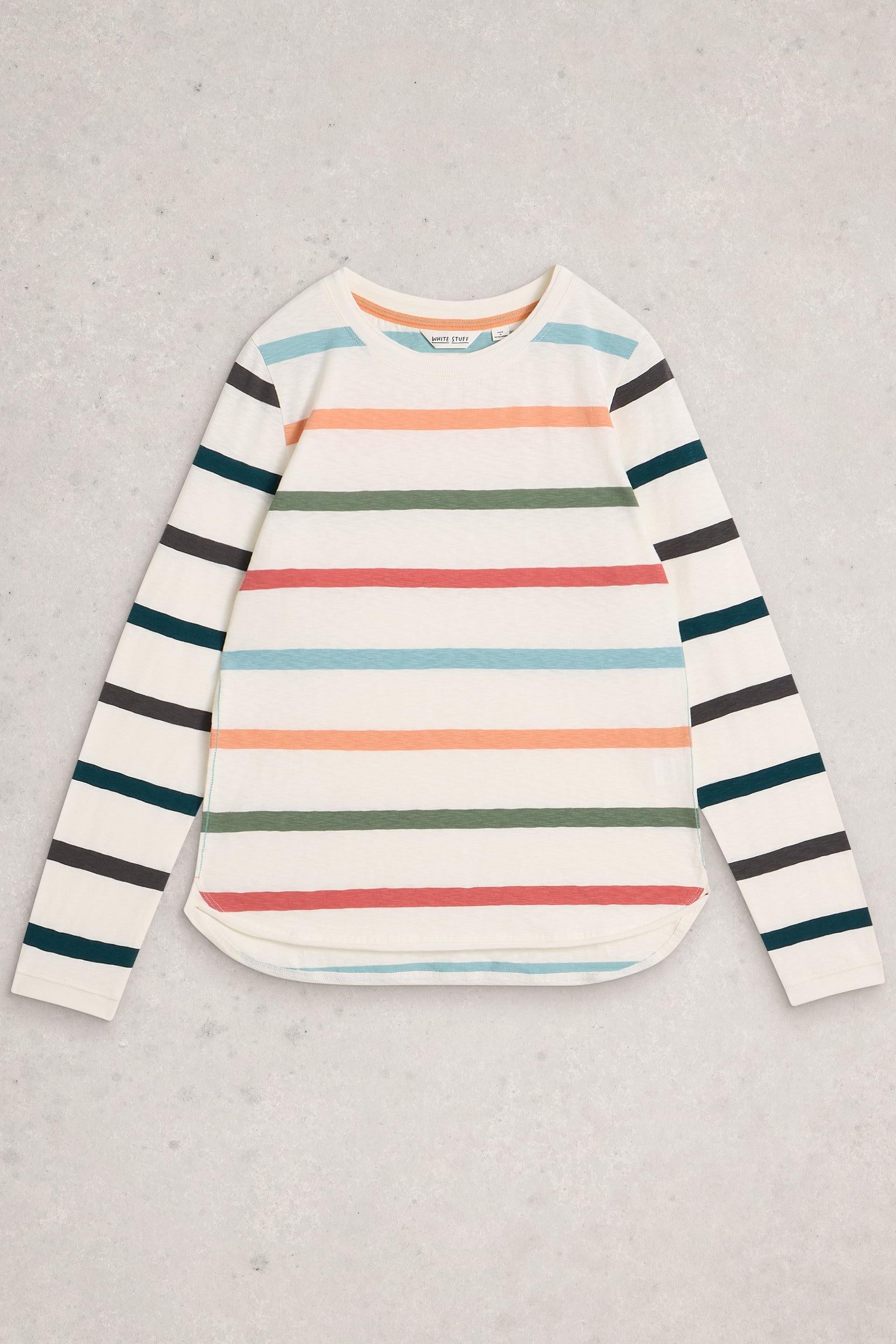 Striped long-sleeve shirt on a gray background