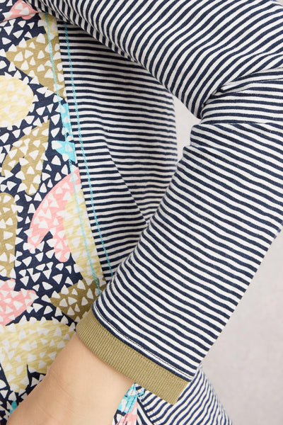 White Stuff Clara LS Tee in Blk Mlt