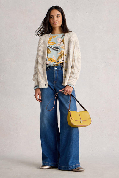 White Stuff Clara LS Tee in Blue Print AW25