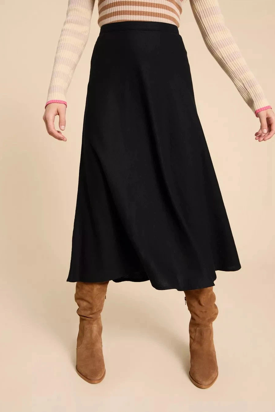 White Stuff Clemence Linen Blend Skirt - Pure Black-Womens-Ohh! By Gum - Shop Sustainable