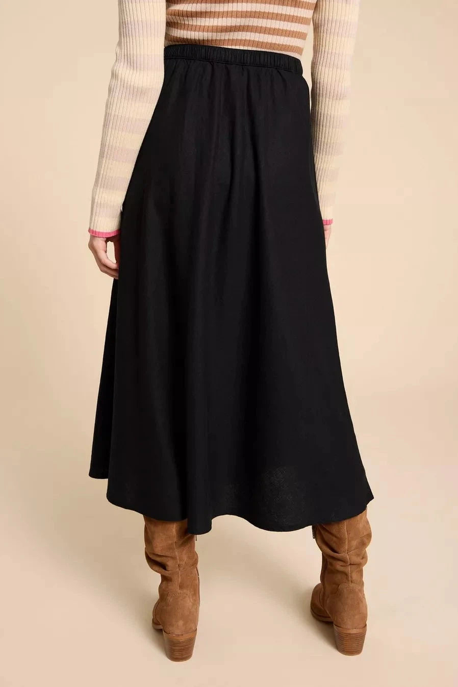 White Stuff Clemence Linen Blend Skirt - Pure Black-Womens-Ohh! By Gum - Shop Sustainable