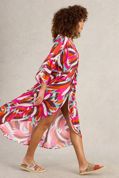 White Stuff Cleo Kimono in Pink Print