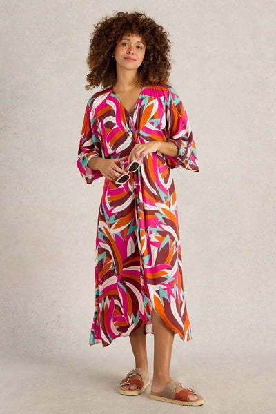 White Stuff Cleo Kimono in Pink Print