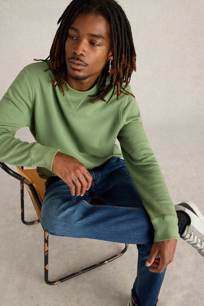 White Stuff Crew Neck Sweat in Mid Green-Mens-Ohh! By Gum - Shop Sustainable