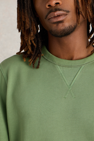 White Stuff Crew Neck Sweat in Mid Green-Mens-Ohh! By Gum - Shop Sustainable