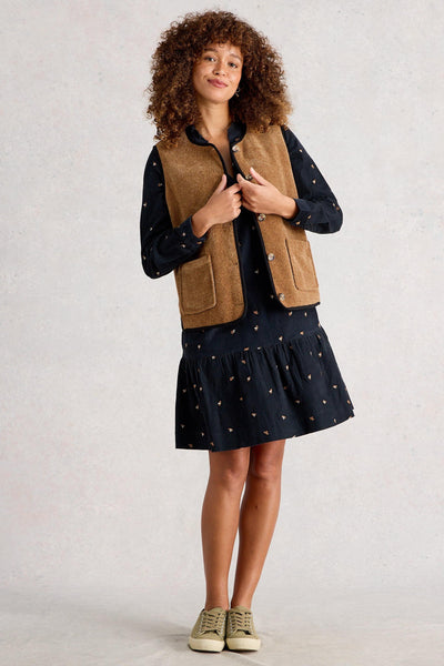 White Stuff Daria Cord Embroidered Dress