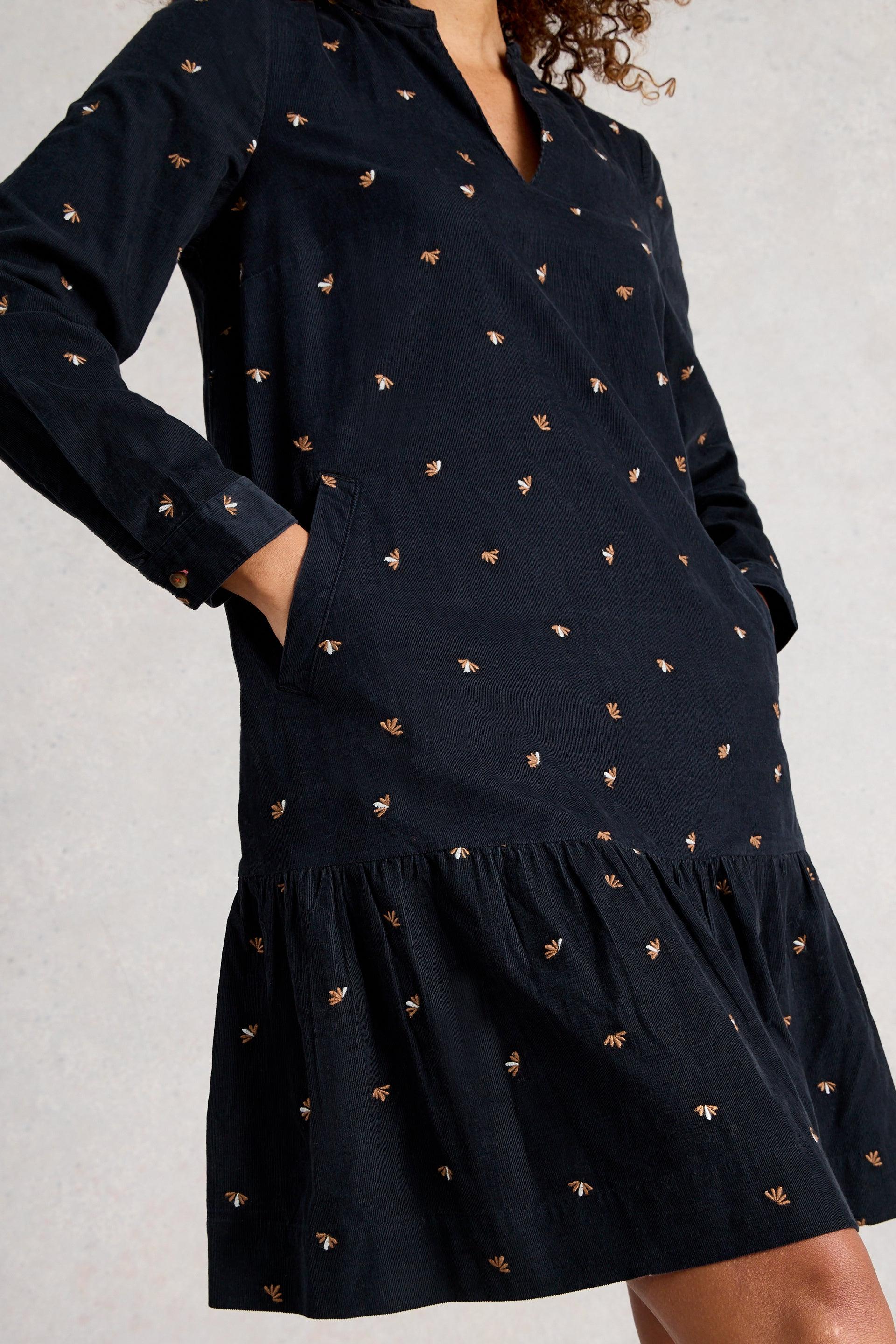 White Stuff Daria Cord Embroidered Dress