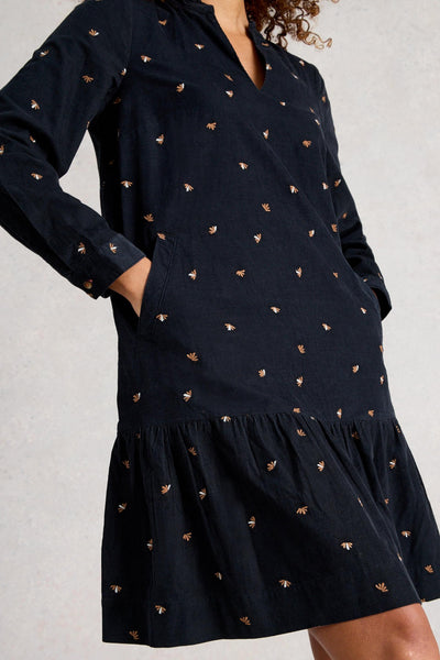 White Stuff Daria Cord Embroidered Dress