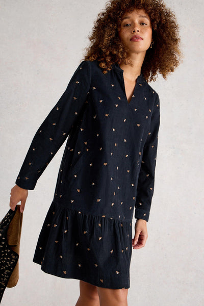 White Stuff Daria Cord Embroidered Dress