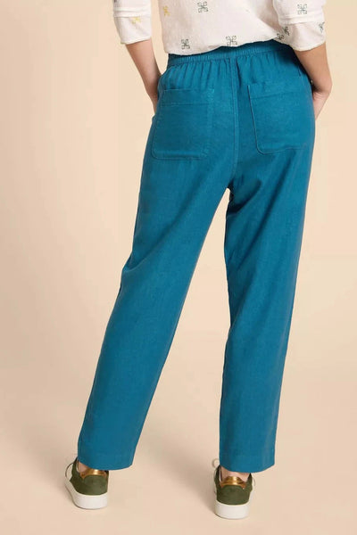 White Stuff Elle Linen Blend Trousers in Mid Teal-Womens-Ohh! By Gum - Shop Sustainable