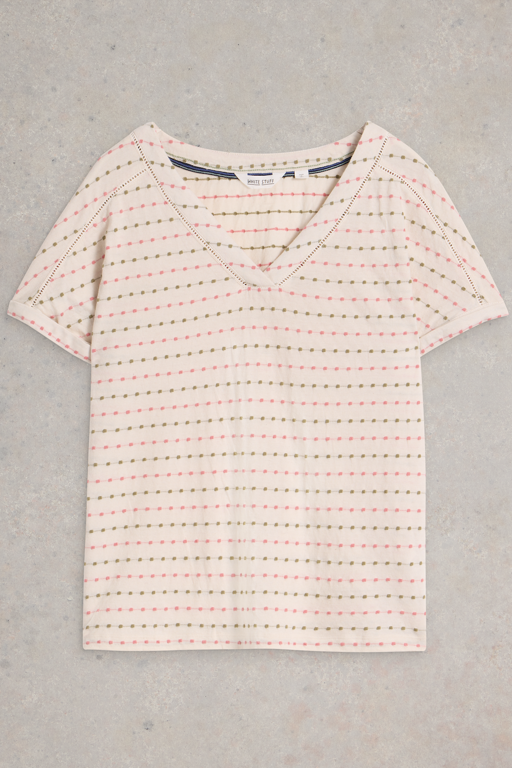 White Stuff Embroidered Stripe Tee