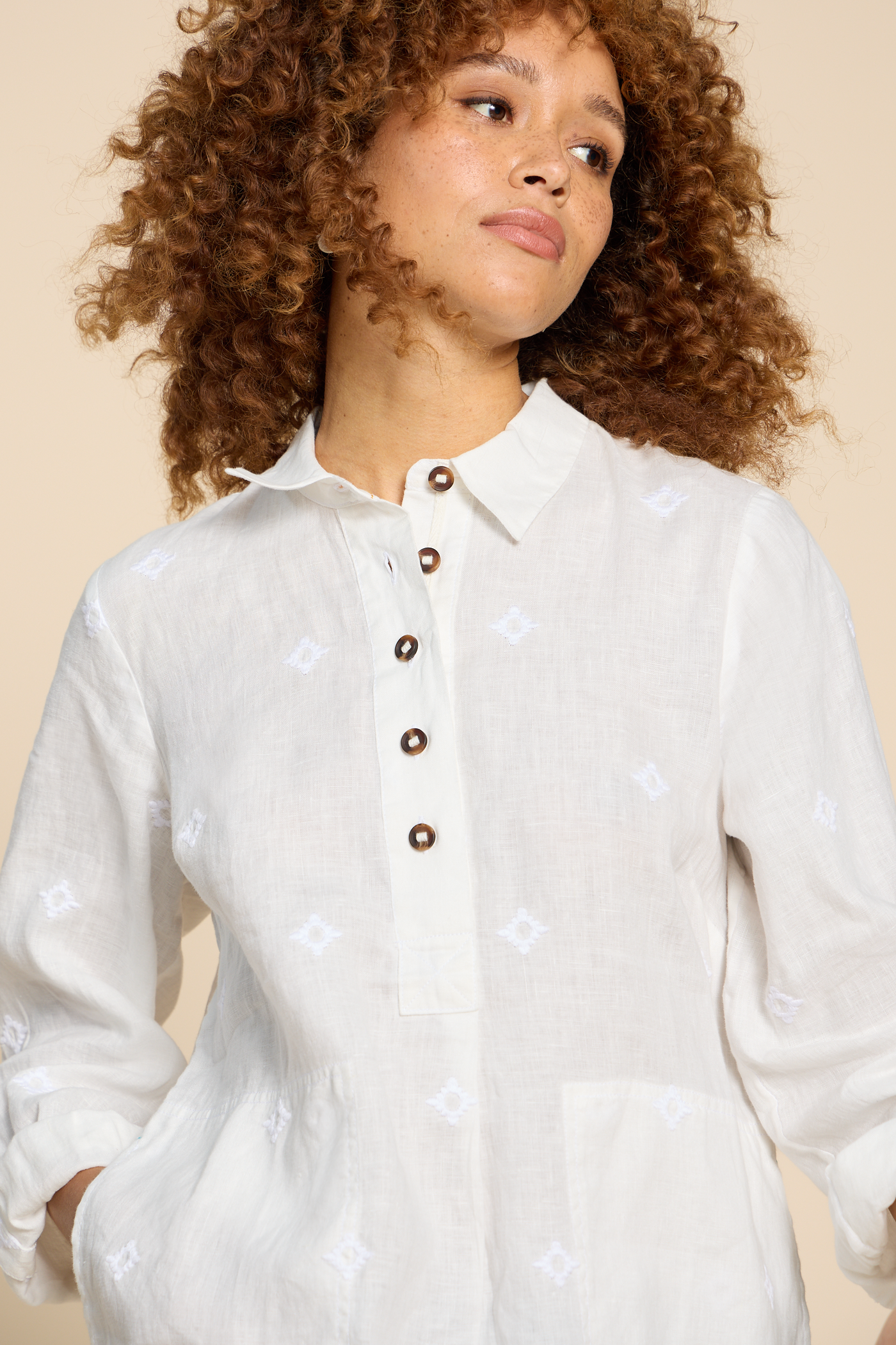 White Stuff Evelyn Embroidered Linen Tunic in Nat White-Womens-Ohh! By Gum - Shop Sustainable