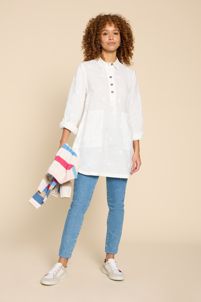 White Stuff Evelyn Embroidered Linen Tunic in Nat White-Womens-Ohh! By Gum - Shop Sustainable