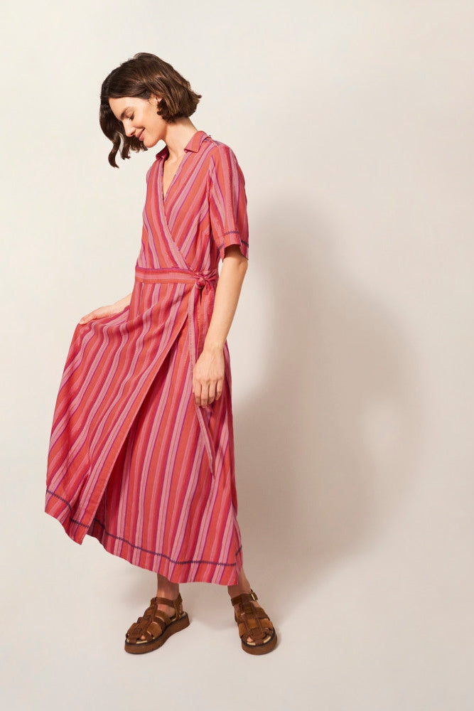 White Stuff Felicity Linen Blend Dress in Pink Multi-Womens-Ohh! By Gum - Shop Sustainable
