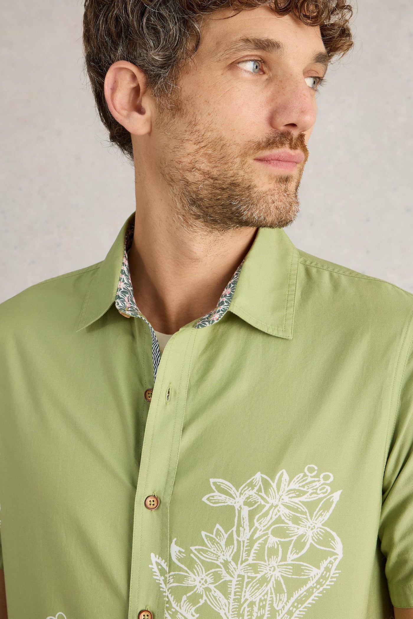 White Stuff Floral Border SS Printed Shirt-Mens-Ohh! By Gum - Shop Sustainable