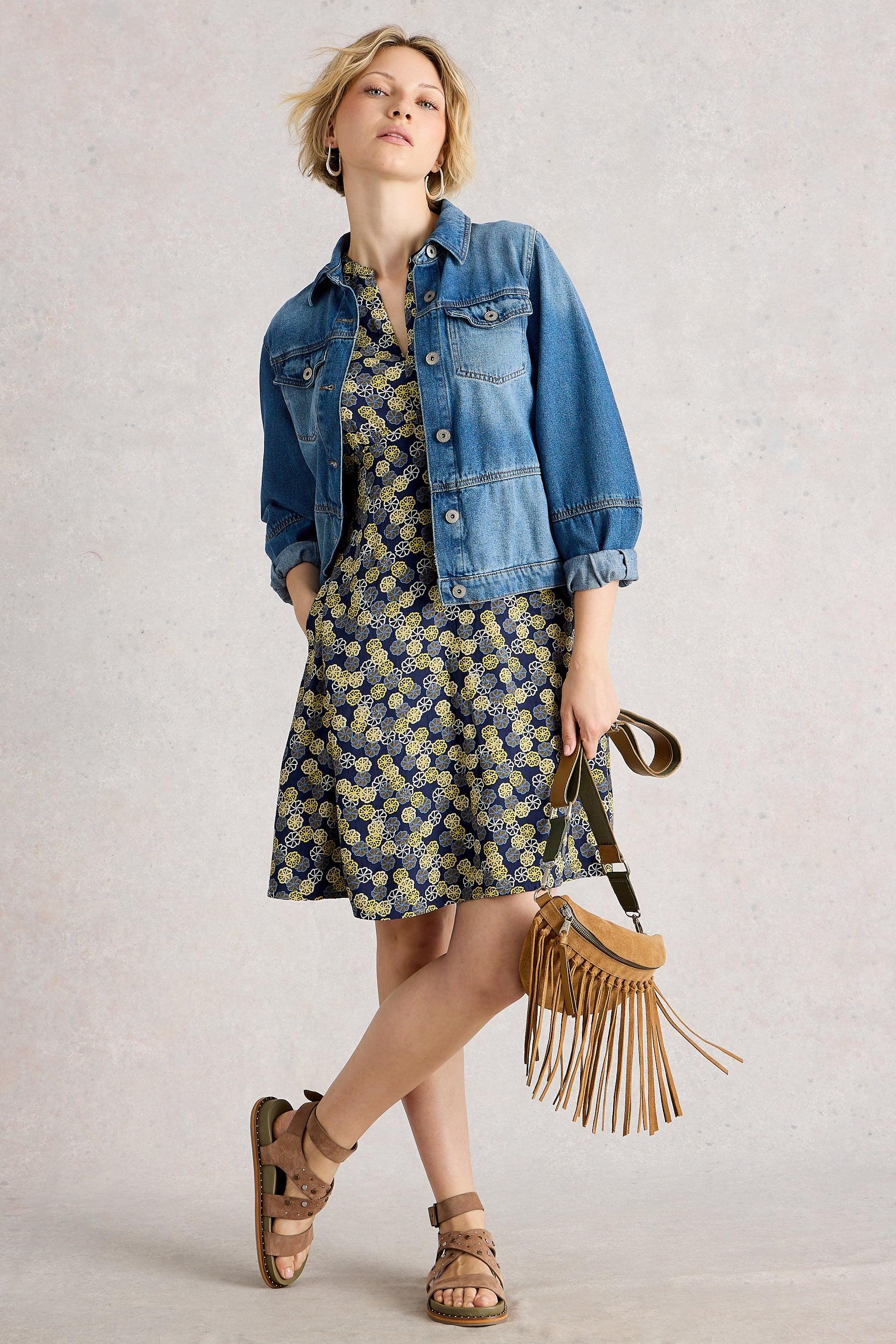 White Stuff Frances Navy Multi Dress