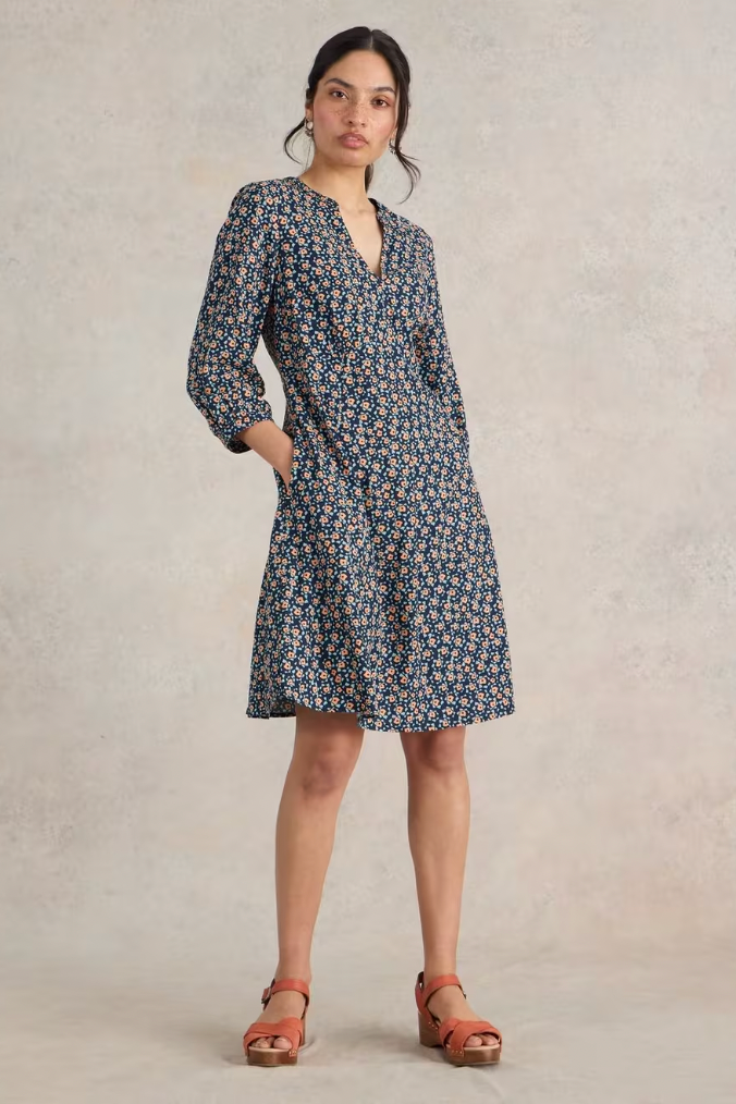 White Stuff Frances Navy Print Dress-Womens-Ohh! By Gum - Shop Sustainable