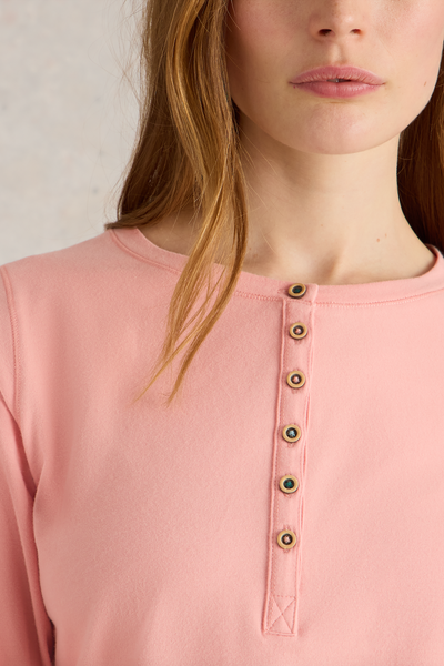 White Stuff Hailey Henley Jersey Light Pink Top-Womens-Ohh! By Gum - Shop Sustainable