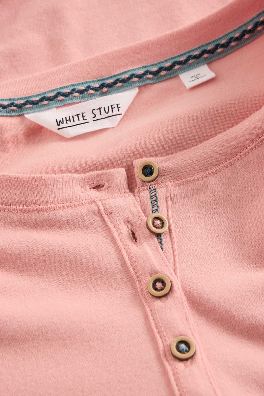 White Stuff Hailey Henley Jersey Light Pink Top-Womens-Ohh! By Gum - Shop Sustainable