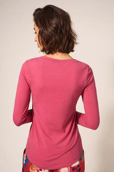 White Stuff Hailey Henley PJ Top - Deep Pink-Womens-Ohh! By Gum - Shop Sustainable