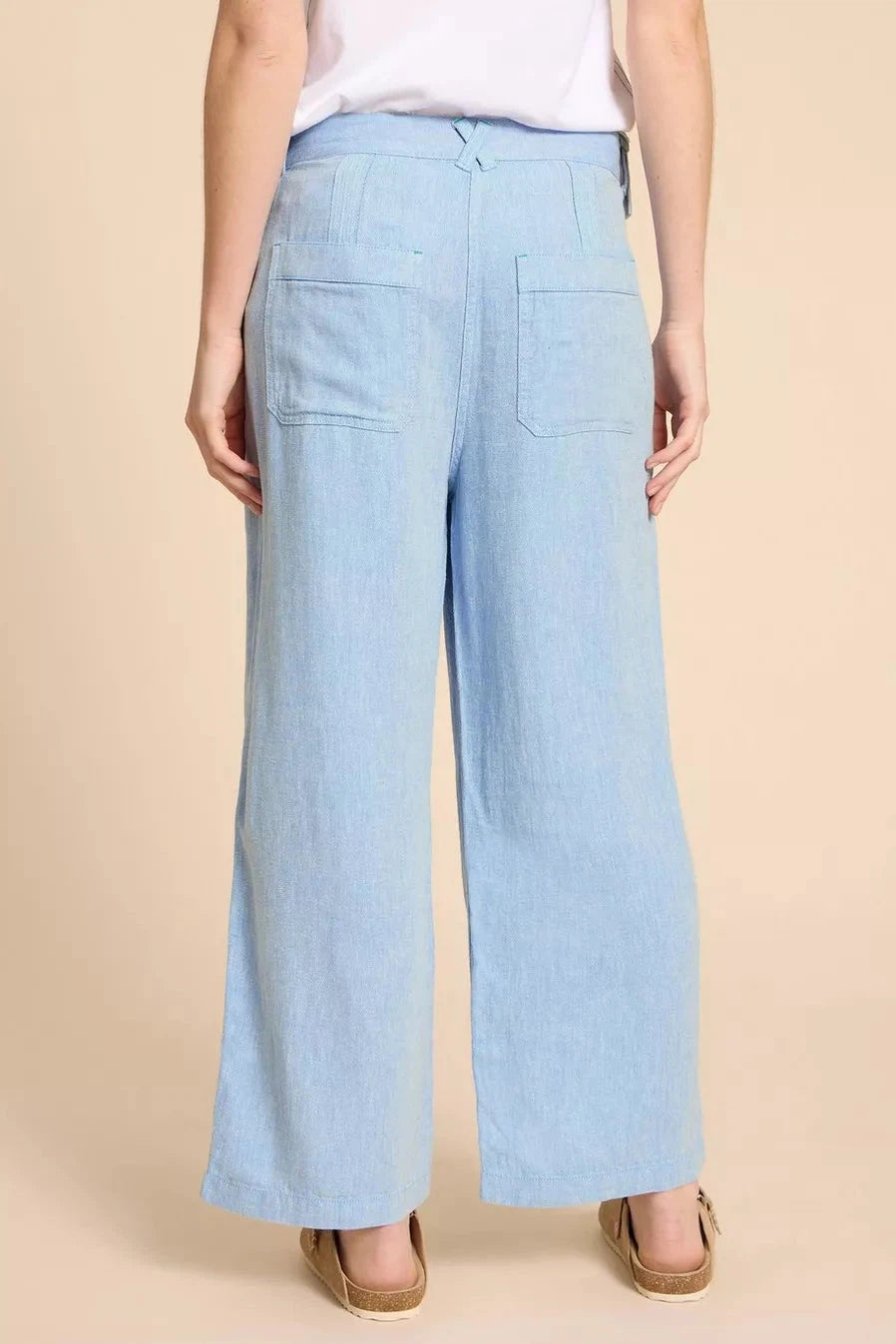 White Stuff Harper Linen Blend Trouser in Chambray Blue-Womens-Ohh! By Gum - Shop Sustainable