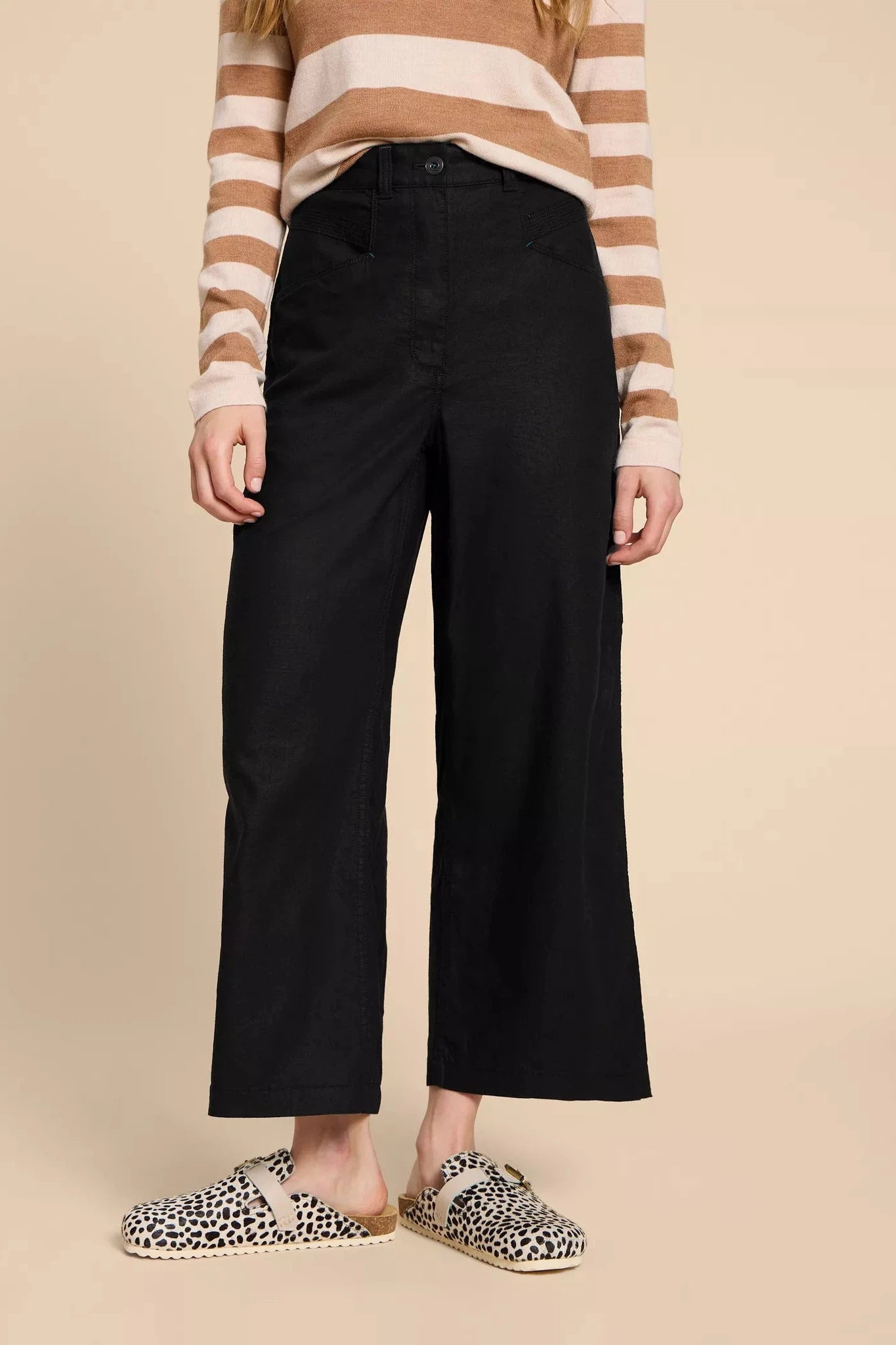 White Stuff Harper Linen Blend Trouser in Pure Black-Womens-Ohh! By Gum - Shop Sustainable