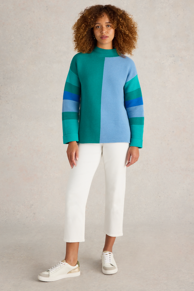 White Stuff Jana High Neck Jumper in Teal Mlt-Womens-Ohh! By Gum - Shop Sustainable