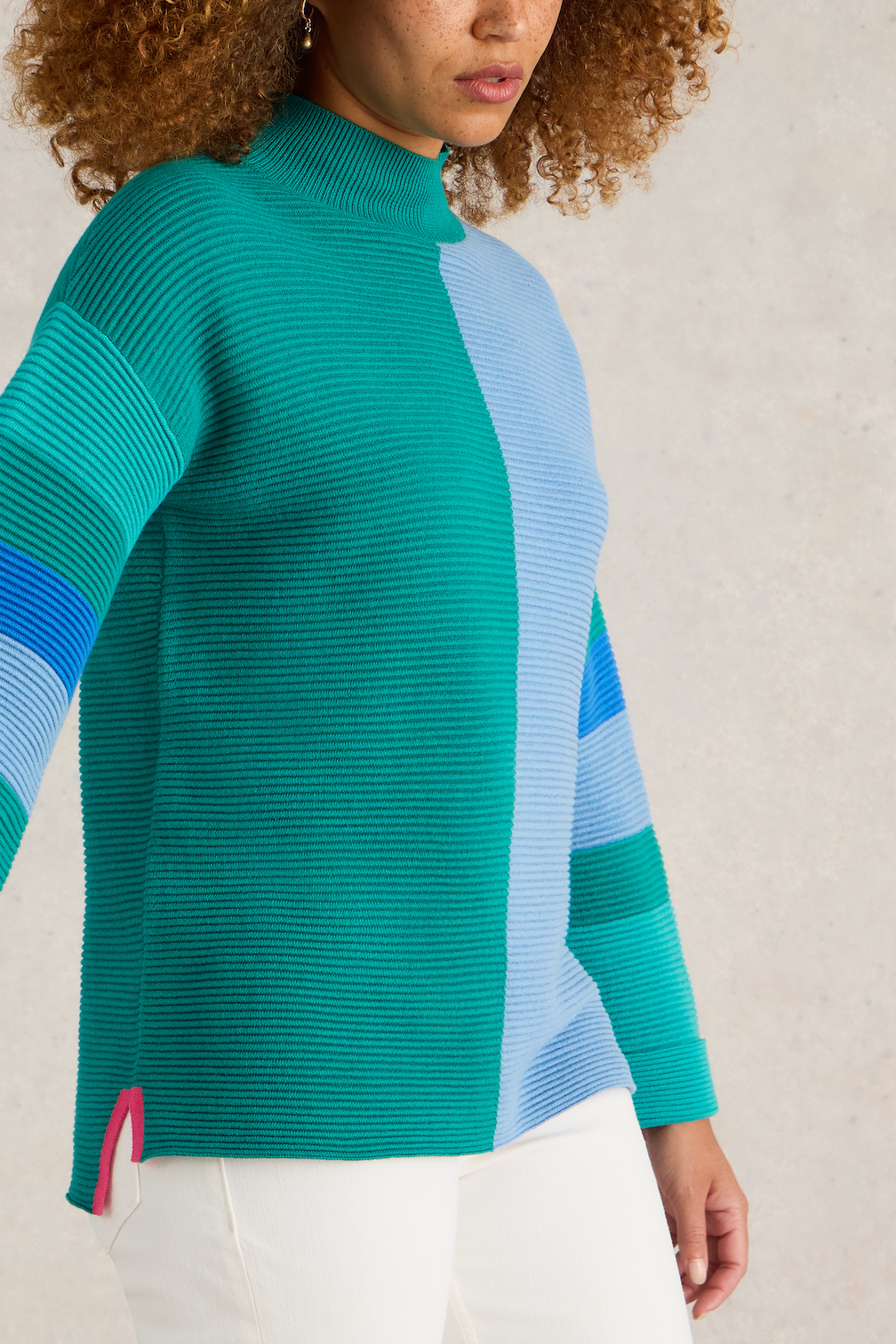 White Stuff Jana High Neck Jumper in Teal Mlt-Womens-Ohh! By Gum - Shop Sustainable