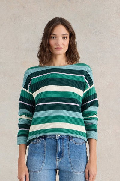 White Stuff Jana Stripe Green Multi Jumper-Womens-Ohh! By Gum - Shop Sustainable