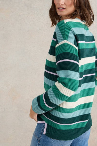 White Stuff Jana Stripe Green Multi Jumper-Womens-Ohh! By Gum - Shop Sustainable