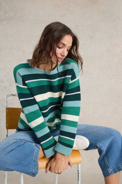 White Stuff Jana Stripe Green Multi Jumper-Womens-Ohh! By Gum - Shop Sustainable