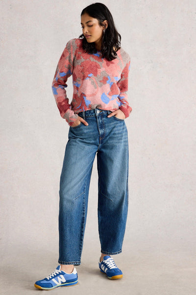 White Stuff Jodie Printed Jumper in Red Print